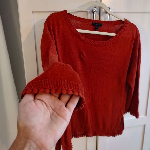 J.Crew Linen 3/4 Sleeve Pom Pom Trim Sweater Bundle - Picture 10 of 15